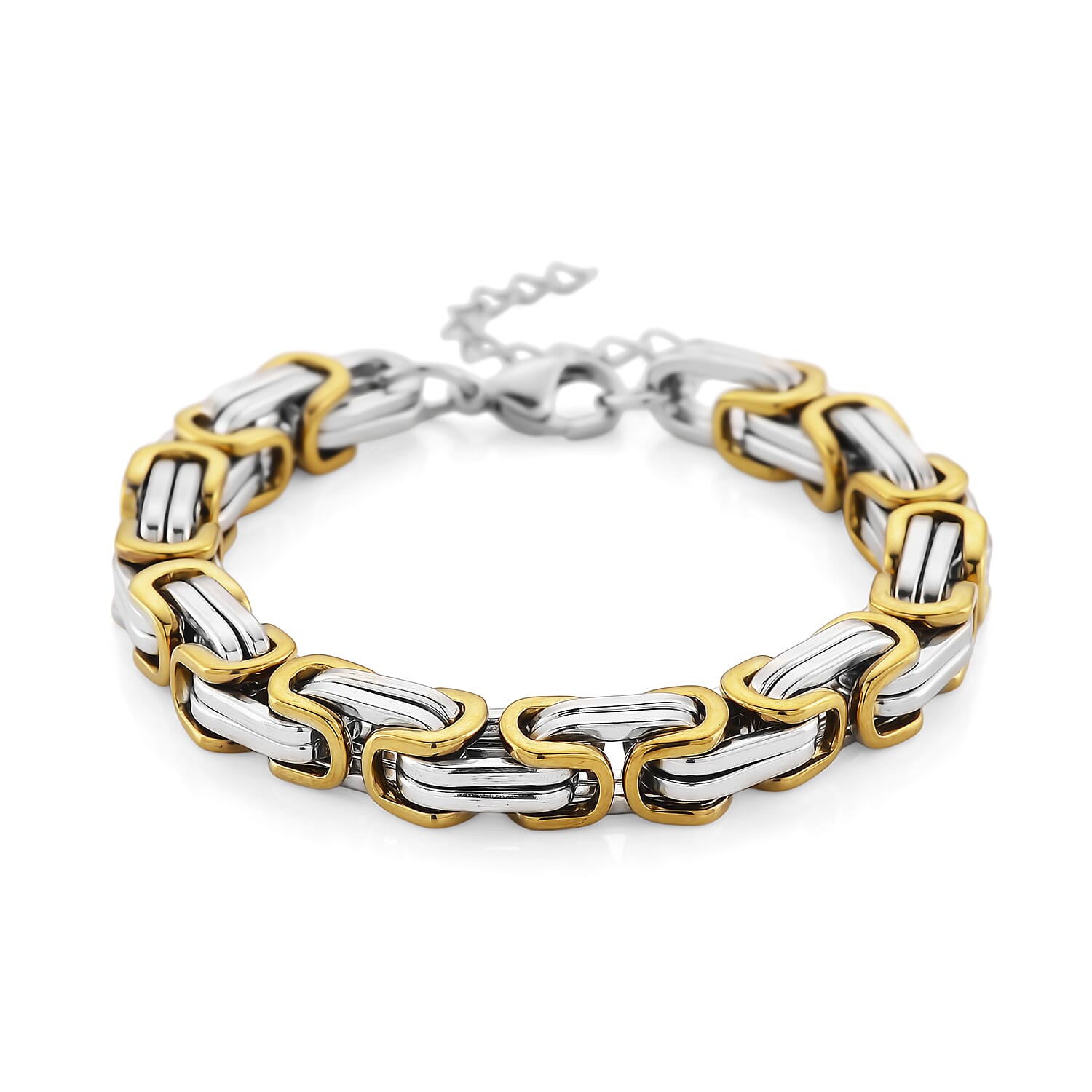 Byzantine Chain Bracelet (7.5-9.5In) in ION Plated YG and Stainless Steel