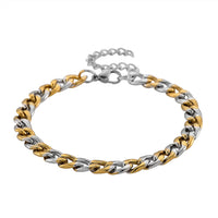 Two-tone Cuban Chain Bracelet (7.5-9.5In) in ION Plated YG and Stainless Steel
