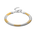 Two-tone Flat Snake Chain Bracelet (7.5-9.5In) in ION Plated YG and Stainless Steel - Sticky add to cart bar