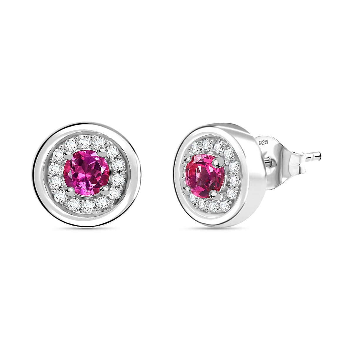 D'Joy AAA Lab Grown Bixbite and Moissanite 0.90 ctw Earrings in Rhodium Over Sterling Silver
