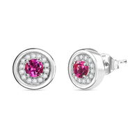 D'Joy AAA Lab Grown Bixbite and Moissanite 0.90 ctw Earrings in Rhodium Over Sterling Silver