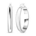 Italian Flat Doom Hoop Earrings in Sterling Silver 8.33 Grams - Sticky add to cart bar