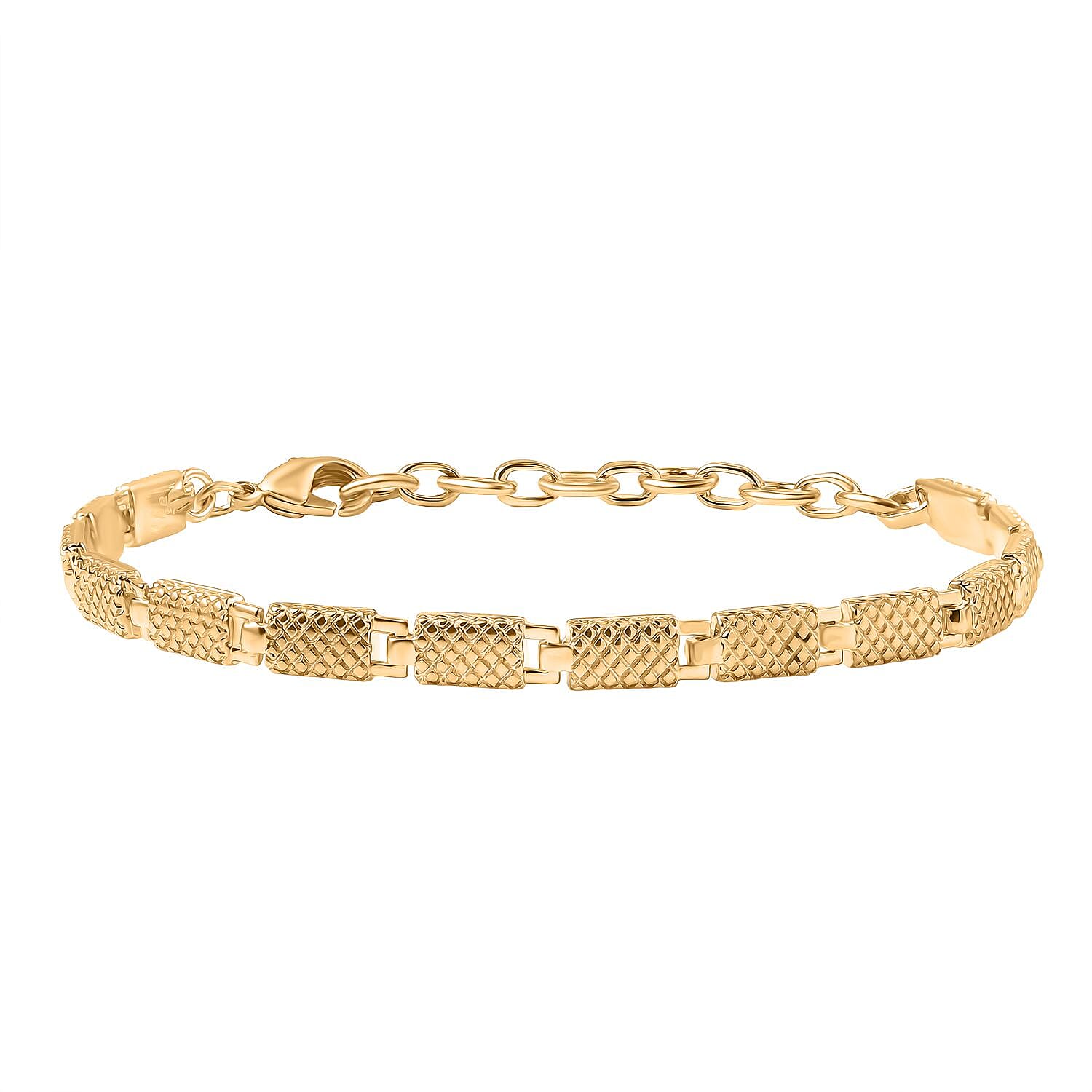 EverTrue Bronzella Collection Rectangular Dragon Scale Link Bracelet in 18K YG Plated Bronze (6.50-8.0In)