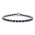 D'Joy Kanchanaburi Blue Sapphire (DF) 15.60 ctw Regal Symphony Bracelet in Rhodium Over Sterling Silver (6.50 In) - Sticky add to cart bar