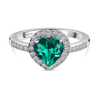 Luxuriant Lab Grown Colombian Emerald and Lab Grown Diamond Ring in Rhodium Over Sterling Silver (Size 9.0) 2.11 ctw