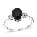 Kanchanaburi Blue Sapphire (DF) and G-H SI Luxuriant Lab Grown Diamond 2.50 ctw Timeless Grace Ring in Rhodium Over Sterling Silver (Size 10.0) - Sticky add to cart bar
