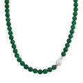 EverTrue Verde Onyx and Baroque White Shell Pearl and Simulated Diamond 405.00 ctw Necklace in ION Plated YG Stainless Steel 20 Inches - Sticky add to cart bar