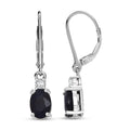 Kanchanaburi Blue Sapphire (DF) and Luxuriant Lab Grown Diamond G-H SI 2.20 ctw Timeless Grace Lever Back Earrings in Rhodium Over Sterling Silver - Sticky add to cart bar