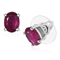 Doorbuster D'Joy Niassa Ruby (FF) Stud Earrings in Rhodium Over Sterling Silver 3.25 ctw