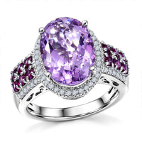 EverTrue Rose De France Amethyst, Multi Gemstone Ring in Platinum Bond (Size 10.0) 6.90 ctw