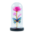 Pink Rose & Butterlfly in Glass Dome with LED Lights - Sticky add to cart bar