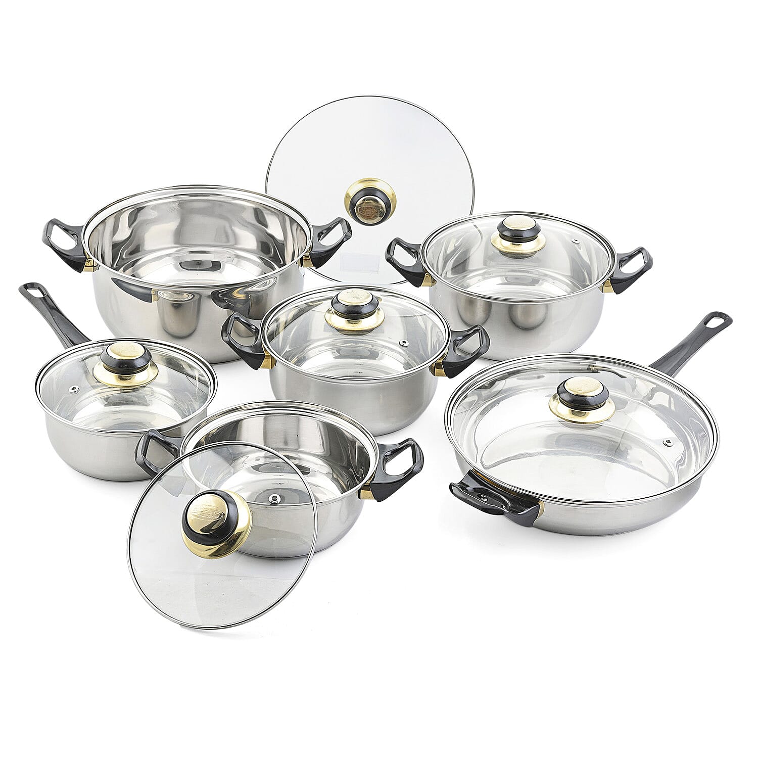 Closeout Alpine Cuisine 12 Piece Stainless Steel Cookware (Ships in 8-10 Business Days)