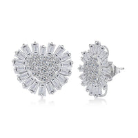 Luxuriant Lab Grown Diamond G SI Heart Cluster Earrings in Sterling Silver 4.24 ctw