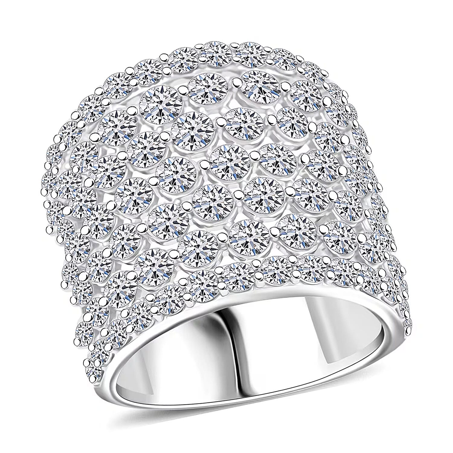 TLV Luxuriant Lab Grown Diamond (G, SI) Ring in Sterling Silver (Size 10.0) 5.00 ctw