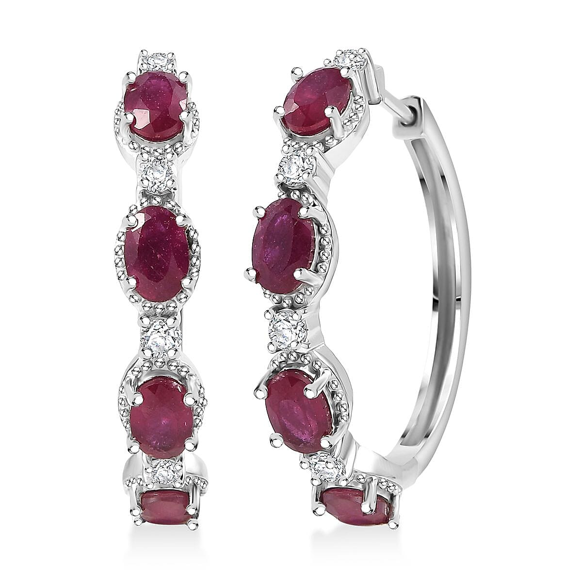 Doorbuster D'Joy Kashmir Kyanite, Chrome Diopside Hoop Earrings in Rhodium Over Sterling Silver 5.25 ctw