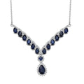 D'Joy Kanchanaburi Blue Sapphire, White Zircon Necklace in Rhodium Over Sterling Silver 9.20 ctw (18 Inches) - Sticky add to cart bar