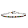D'Joy Premium Multi-Tourmaline 6.25 ctw Rainbow Bracelet in Rhodium Over Sterling Silver (7.25 In) - Sticky add to cart bar