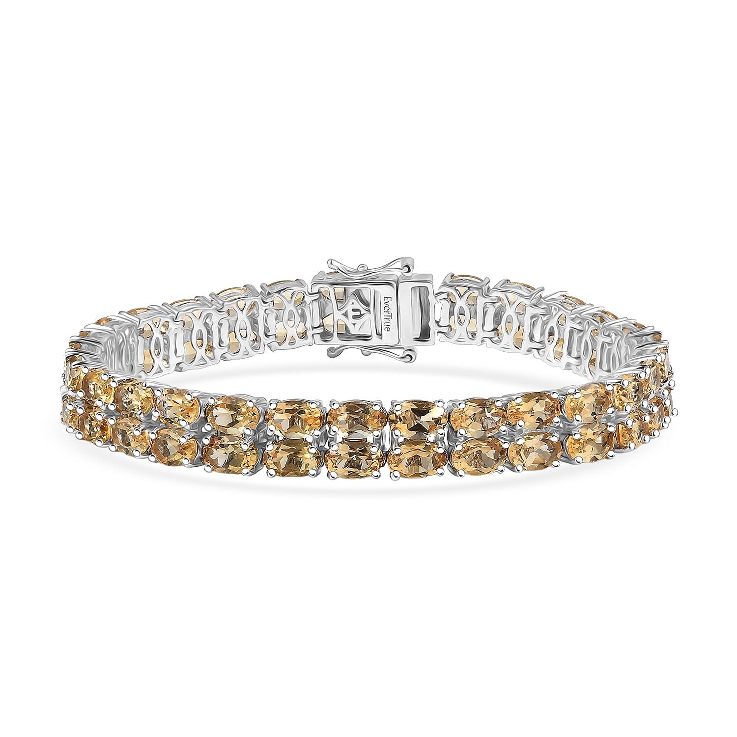 EverTrue African Amethyst Two Row Carpet Bracelet in Platinum Bond (6.50 In) 21.85 ctw