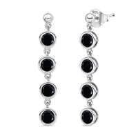 D'Joy Thai Black Spinel 4.60 ctw Earrings in Platinum Over Sterling Silver
