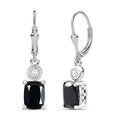 D'Joy Thai Black Spinel and White Zircon 4.50 ctw Earrings in Platinum Over Sterling Silver - Sticky add to cart bar