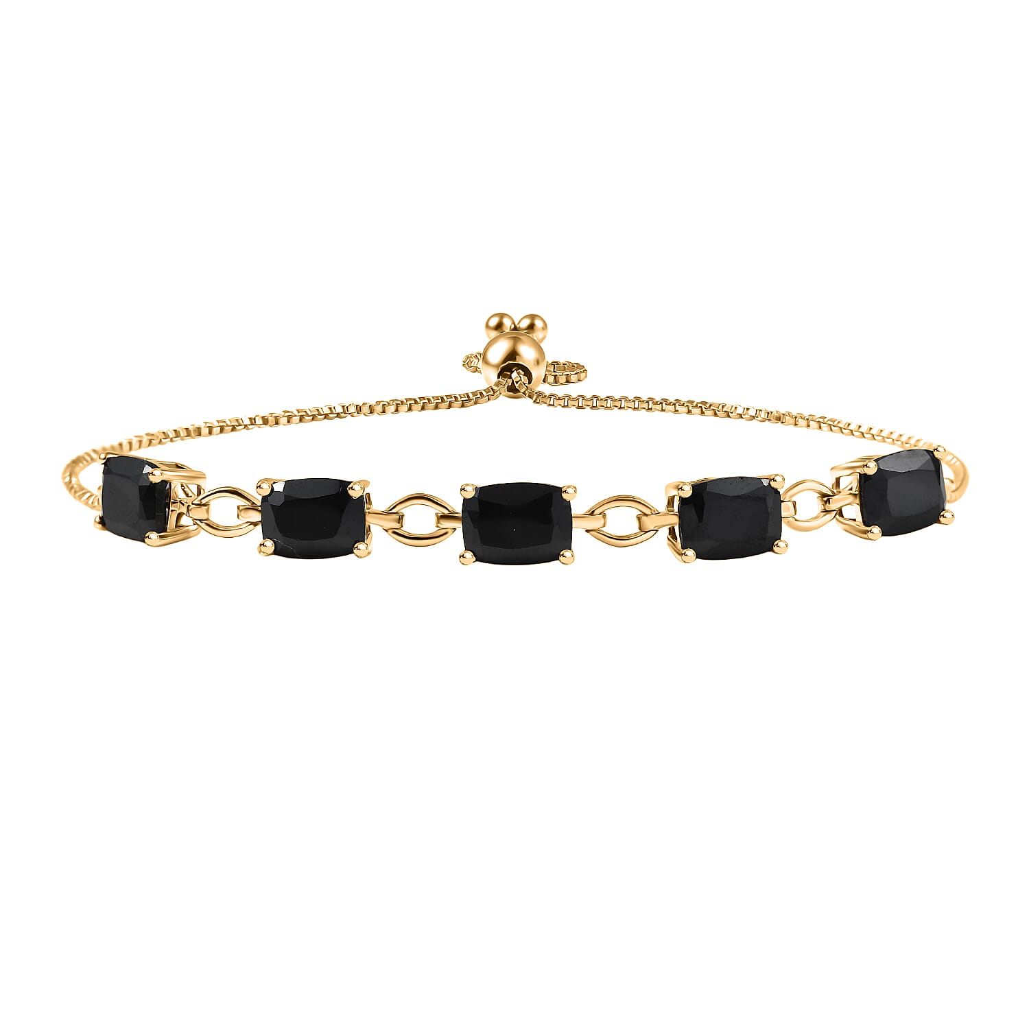 D'Joy Thai Black Spinel 10.10 ctw Bracelet in 18K YG Plated Sterling Silver (10.50 In)