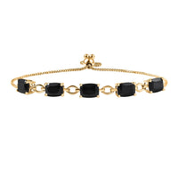 D'Joy Thai Black Spinel 10.10 ctw Bracelet in 18K YG Plated Sterling Silver (10.50 In)