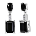 D'Joy Thai Black Spinel and White Zircon 6.10 ctw Earrings in Platinum Over Sterling Silver - Sticky add to cart bar