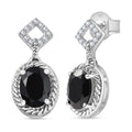 D'Joy Thai Black Spinel and White Zircon 3.35 ctw Earrings in Platinum Over Sterling Silver - Sticky add to cart bar