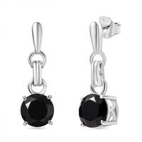 D'Joy Thai Black Spinel 3.20 ctw Earrings in Platinum Over Sterling Silver