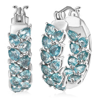 D'Joy Blue Apatite Hoop Earrings in Rhodium Over Sterling Silver 6.10 ctw