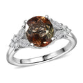 D'Joy Jenipapo Andalusite, Moissanite Ring in Rhodium Over Sterling Silver (Size 10.0) 3.15 ctw - Sticky add to cart bar