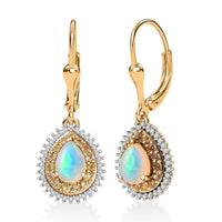 D'Joy Premium Ethiopian Welo Opal and Multi Gemstone 1.80 ctw Tear of Fire Earrings in 18K Vermeil Yellow Gold Over Sterling Silver