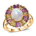 D'Joy Premium Ethiopian Welo Opal, Multi Gemstone Ring in 18K Vermeil YG Over Sterling Silver (Size 10.0) 3.80 ctw - Sticky add to cart bar