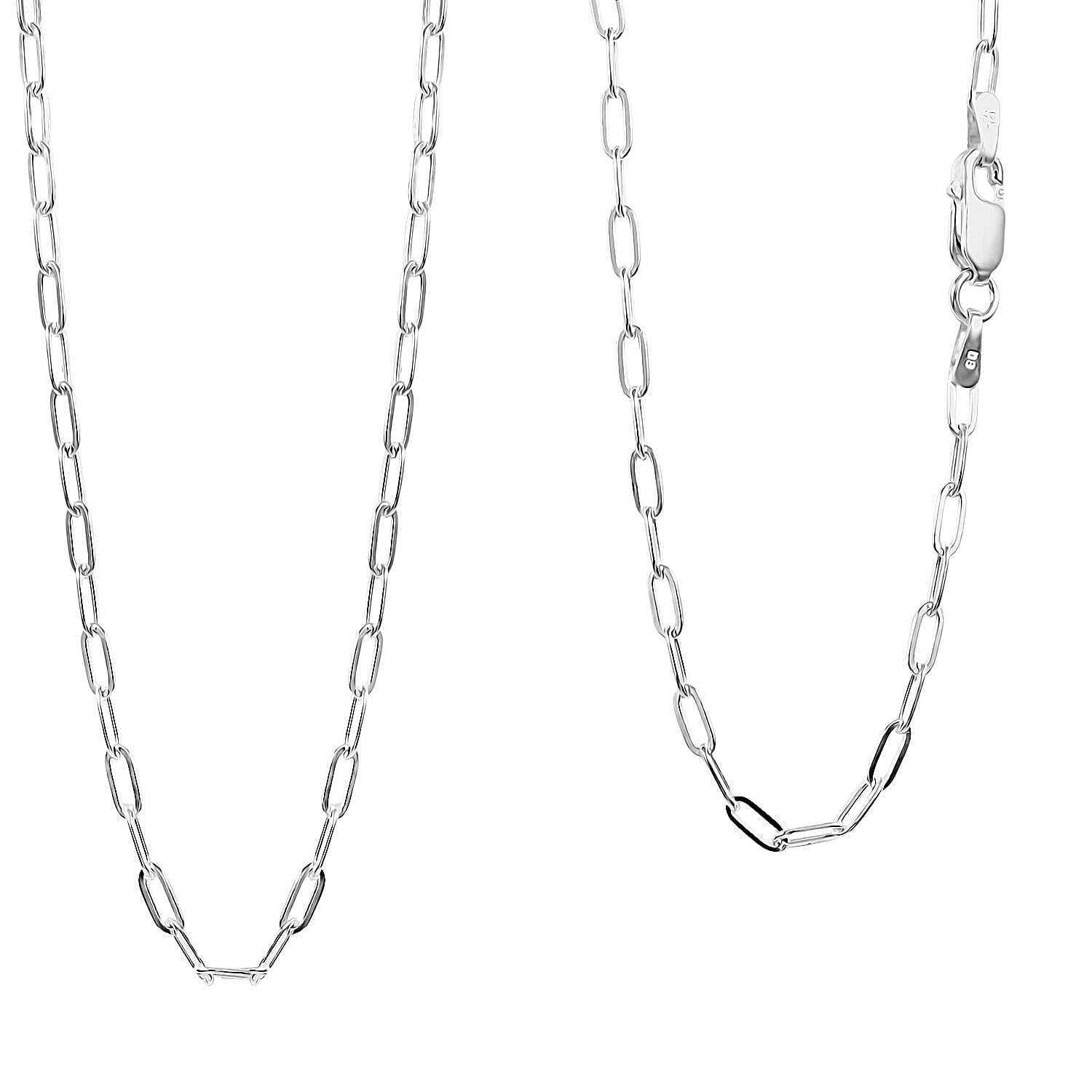 Italian Paper Clip Chain Necklace in Sterling Silver 4.10 Grams 18 Inches