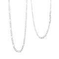 Italian Flat Figaro Chain Necklace in Sterling Silver 3.90 Grams 18 Inches - Sticky add to cart bar