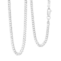 Italian Flat Curb Six Side Diamond-cut Chain Necklace in Sterling Silver 4.70 Grams 18 Inches