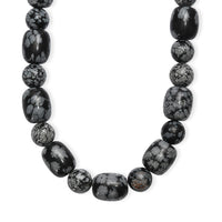 EverTrue SnowFlake Obsidian 417.00 ctw Beaded Necklace in Platinum Over 20 Inches
