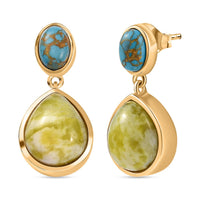 EverTrue Connemara Marble and Mojave Blue Turquoise 11.00 ctw Earrings in 18K YG Plated