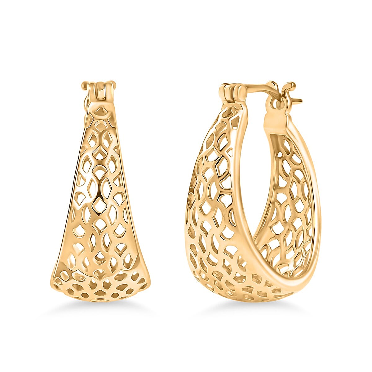EverTrue Bronzella Collection Lattice Hoop Earrings in 18K YG Plated Bronze