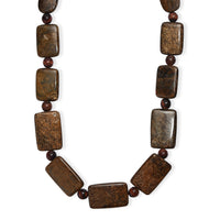 EverTrue Brownzite Jasper and Red Tiger Eye 485.00 ctw Beaded Necklace (20 Inches) in Platinum Bond
