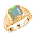 D'Joy Premium Ethiopian Welo Opal 2.50 ctw Men's Ring in 18K Vermeil Yellow Gold Over Sterling Silver - Sticky add to cart bar