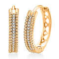 Simulated Diamond Lustre Bead Hoop Earrings in Goldtone - Sticky add to cart bar