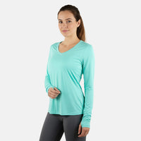 JONES NEW YORK Aquamarine Fitted Power Mesh Wicking Pullover Long Sleeve - L