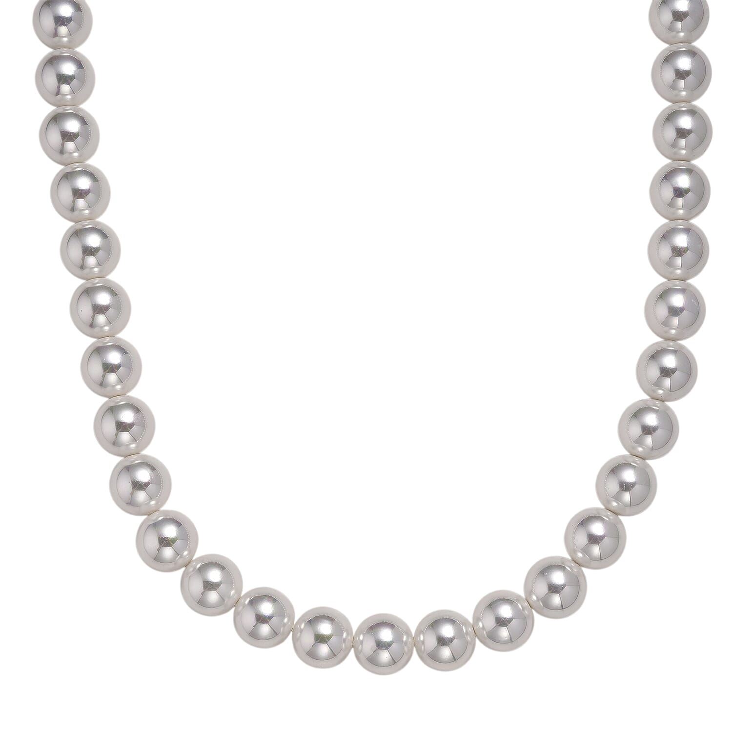 White Shell Pearl Necklace (20-22 Inches) in Silvertone