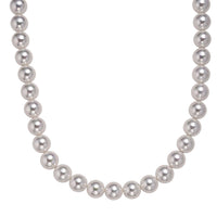 White Shell Pearl Necklace (20-22 Inches) in Silvertone
