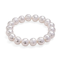 Shell Faceted Pearl Slip-On Stretch Bracelet (7-7.5In)