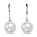White Shell Pearl Dangling Earrings in Stainless Steel - Sticky add to cart bar