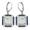 D'Joy Asscher Cut Premium Ethiopian Welo Opal and Multi Gemstone 4.35 ctw Earrings in Rhodium Over Sterling Silver - Sticky add to cart bar