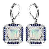 D'Joy Asscher Cut Premium Ethiopian Welo Opal and Multi Gemstone 4.35 ctw Earrings in Rhodium Over Sterling Silver