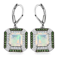 D'Joy Asscher Cut Premium Ethiopian Welo Opal and Multi Gemstone 4.35 ctw Earrings in Rhodium Over Sterling Silver - Sticky add to cart bar